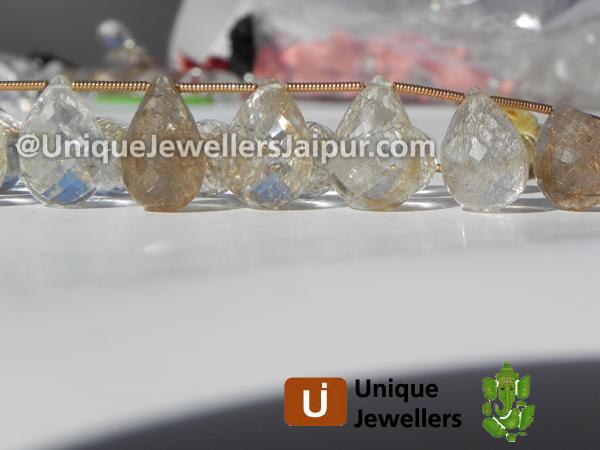 Golden Rutail Faceted Drop Beads